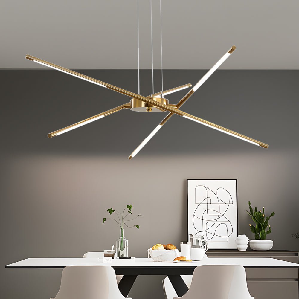 Linear Sputnik Chandelier — Iron, Gold/Black, Stepless Dimming, 3000K–6000K, 3- to 6-Light