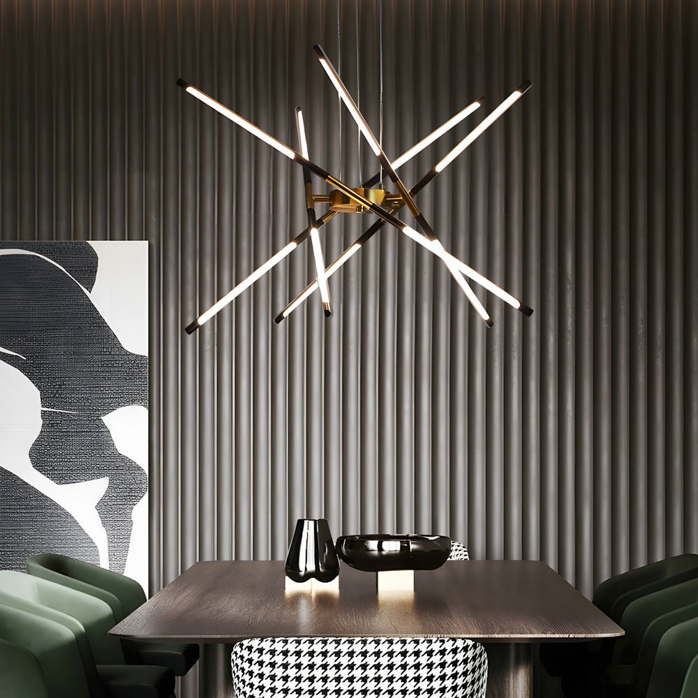 Linear Sputnik Chandelier — Iron, Gold/Black, Stepless Dimming, 3000K–6000K, 3- to 6-Light