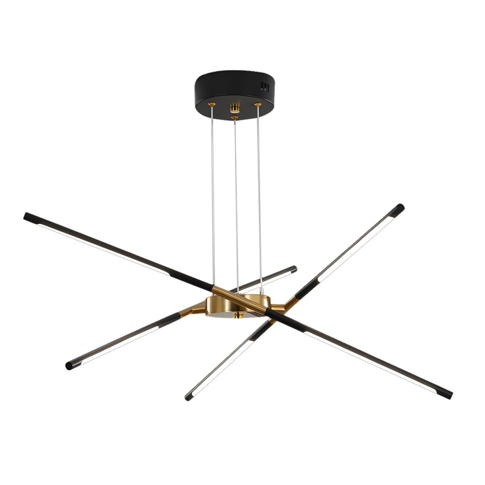 Linear Sputnik Chandelier — Iron, Gold/Black, Stepless Dimming, 3000K–6000K, 3- to 6-Light