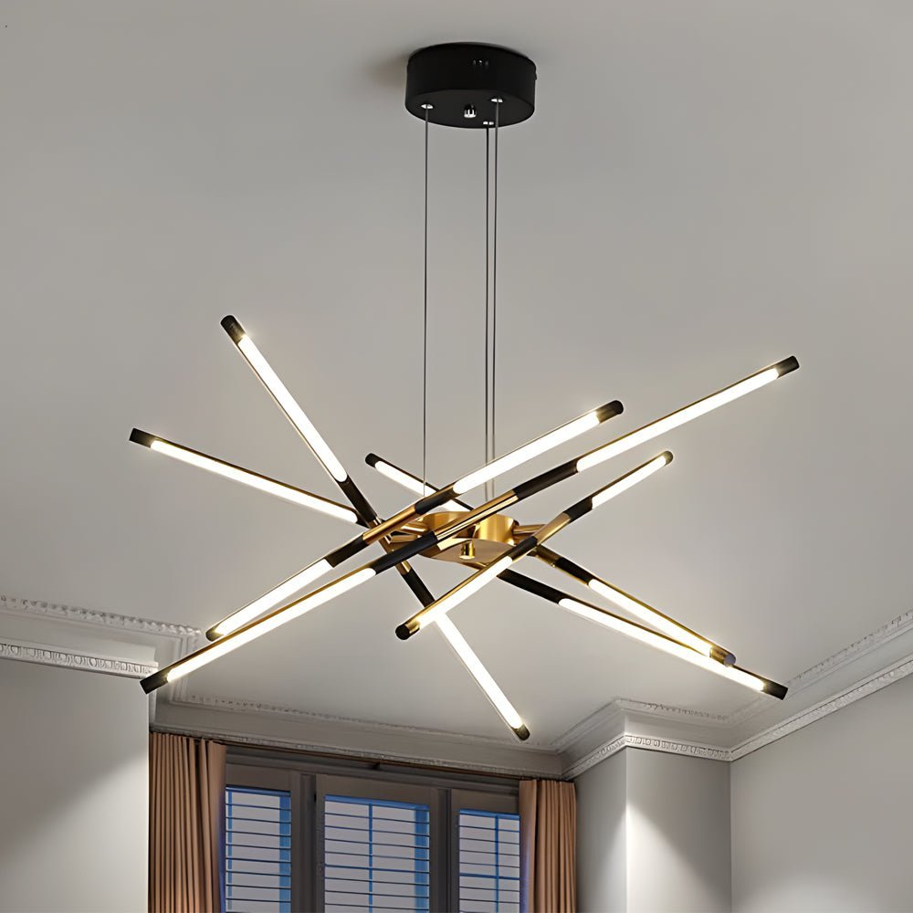 Linear Sputnik Chandelier — Iron, Gold/Black, Stepless Dimming, 3000K–6000K, 3- to 6-Light