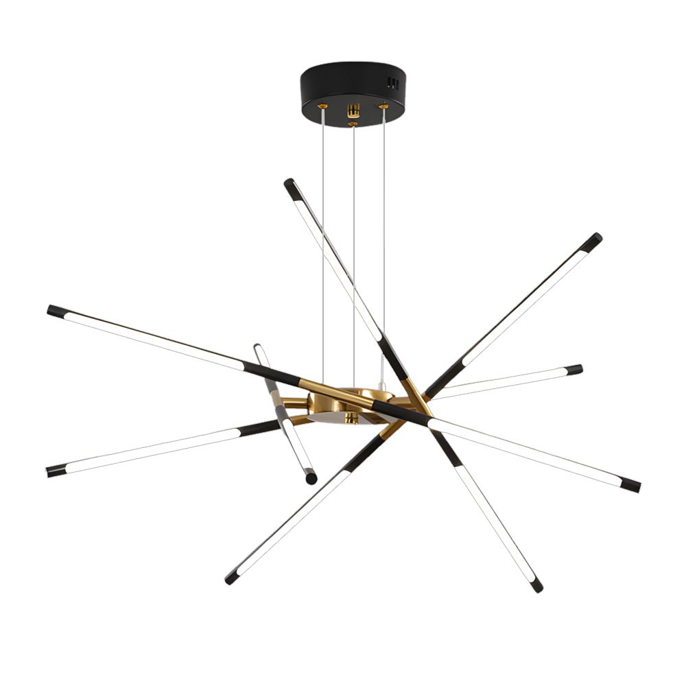 Linear Sputnik Chandelier — Iron, Gold/Black, Stepless Dimming, 3000K–6000K, 3- to 6-Light