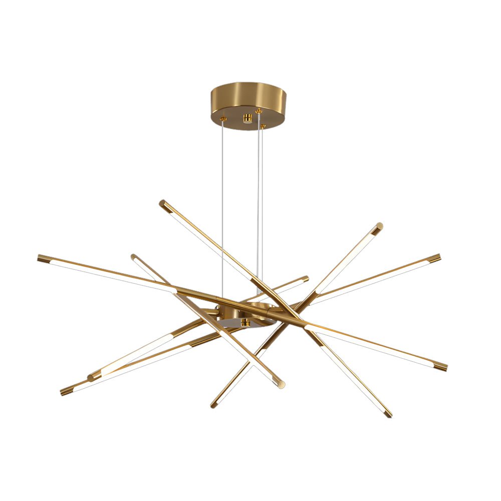 Linear Sputnik Chandelier — Iron, Gold/Black, Stepless Dimming, 3000K–6000K, 3- to 6-Light