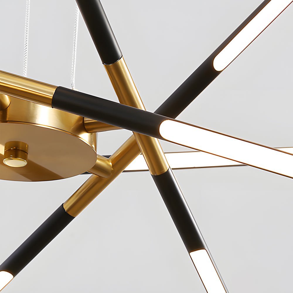 Linear Sputnik Chandelier — Iron, Gold/Black, Stepless Dimming, 3000K–6000K, 3- to 6-Light