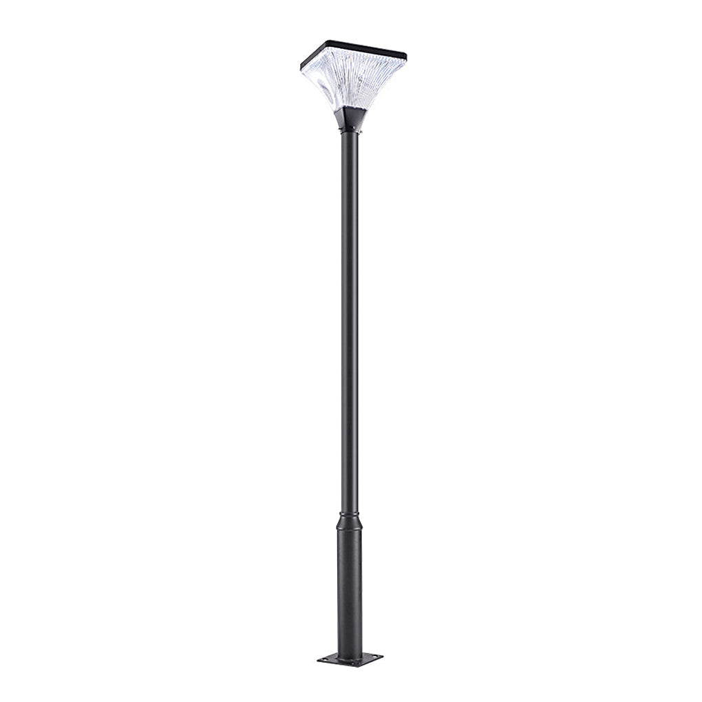 Modern Square Striped Outdoor Street Light — Die-Cast Aluminum, Solar / Hardwired, IP65, Remote Control, Dual Color Temperature