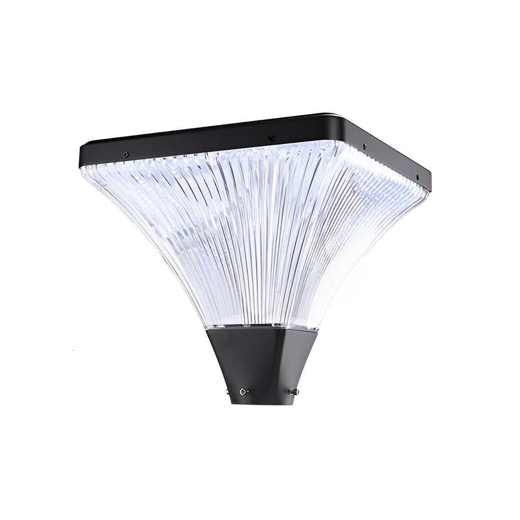 Modern Square Striped Outdoor Street Light — Die-Cast Aluminum, Solar / Hardwired, IP65, Remote Control, Dual Color Temperature