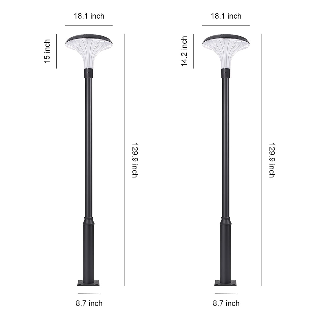 High-Pole Outdoor Street Light — Black Die-Cast Aluminum, 40W LED, Solar or Hardwired, IP65, 3000K / 6000K