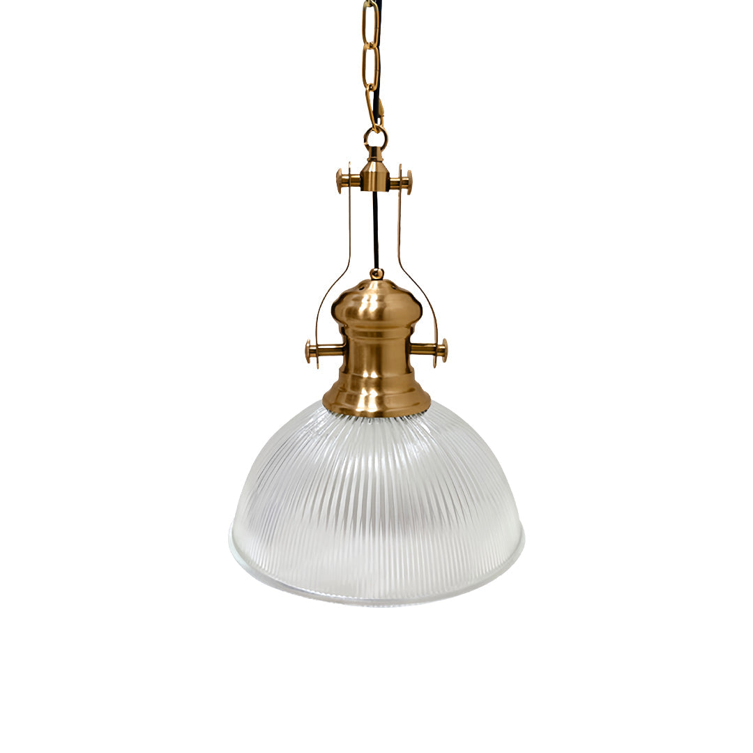 Retro Industrial Striped Glass Pendant — Iron, E27, Adjustable Chain, 30cm or 38cm