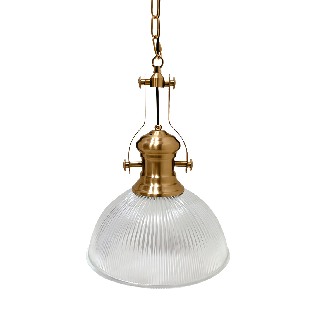 Retro Industrial Striped Glass Pendant — Iron, E27, Adjustable Chain, 30cm or 38cm