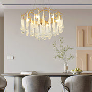 Tree Branch Crystal Raindrop Chandelier — Iron, Gold Finish, 5-Light G9, 3000K, 23.6" Diameter