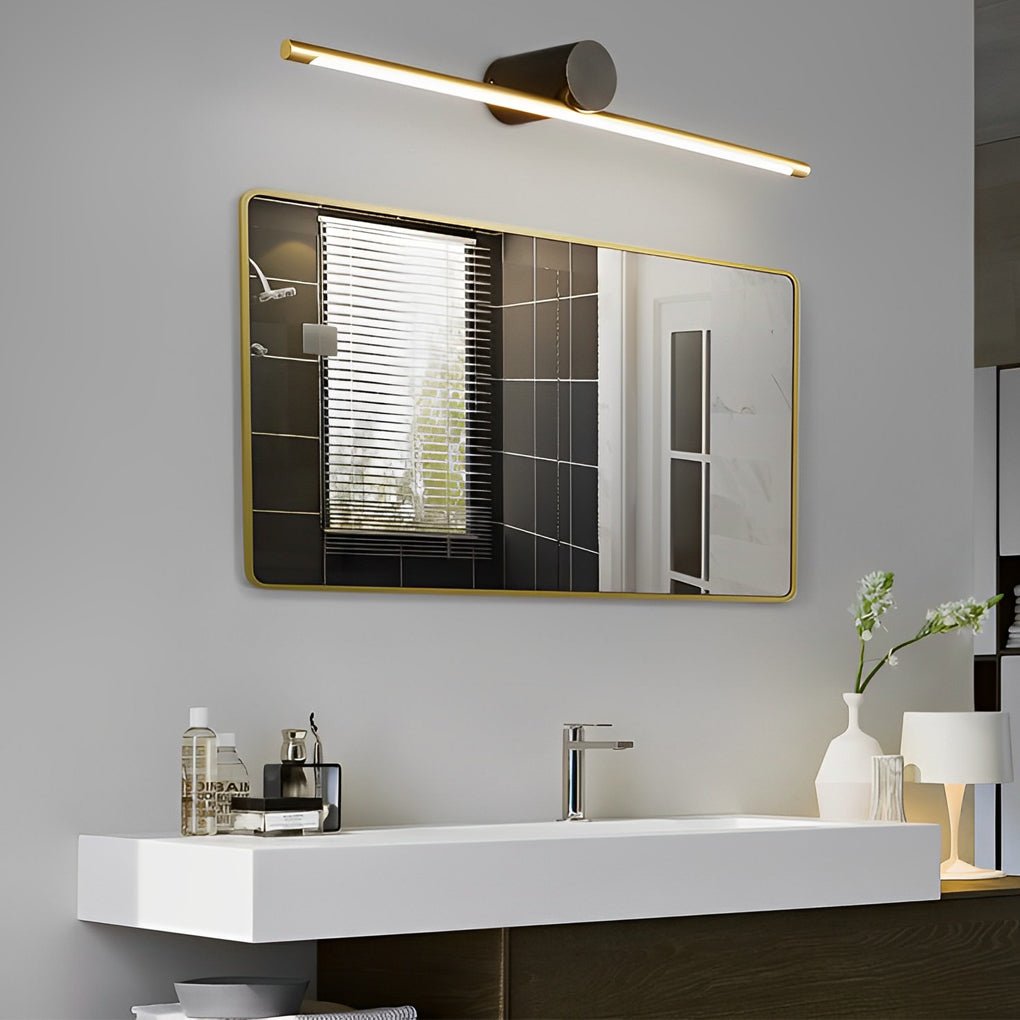Two-Tone Cylinder & Linear Bar Vanity Light — Copper & Acrylic, LED 16W–40W, Three-Step Dimming, 15.7"–39.4"
