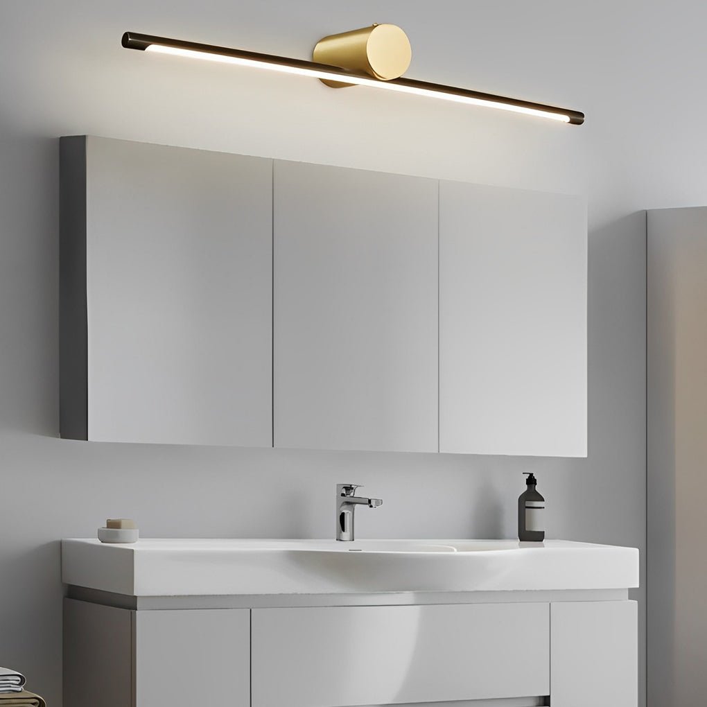 Two-Tone Cylinder & Linear Bar Vanity Light — Copper & Acrylic, LED 16W–40W, Three-Step Dimming, 15.7"–39.4"