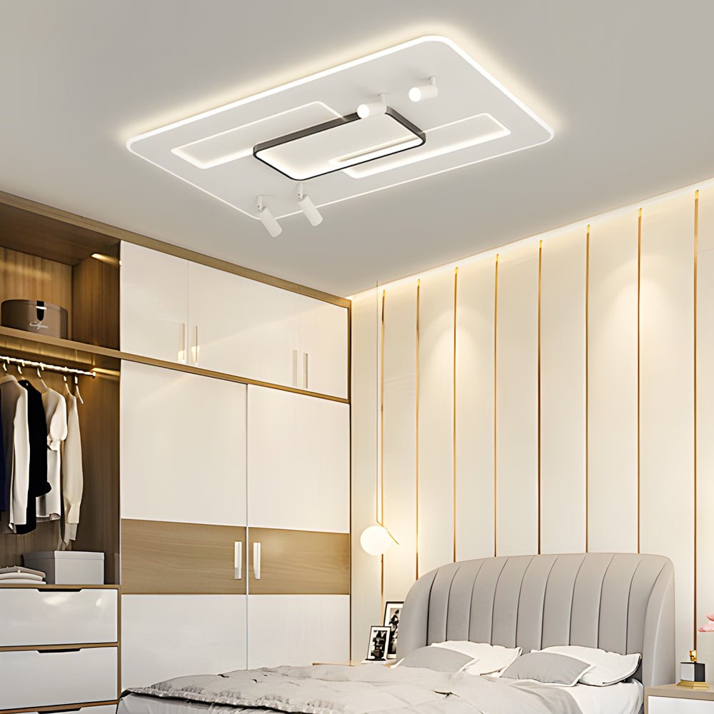 modern ultra thin rectangular ceiling lights with 3 step dimming and spotlights