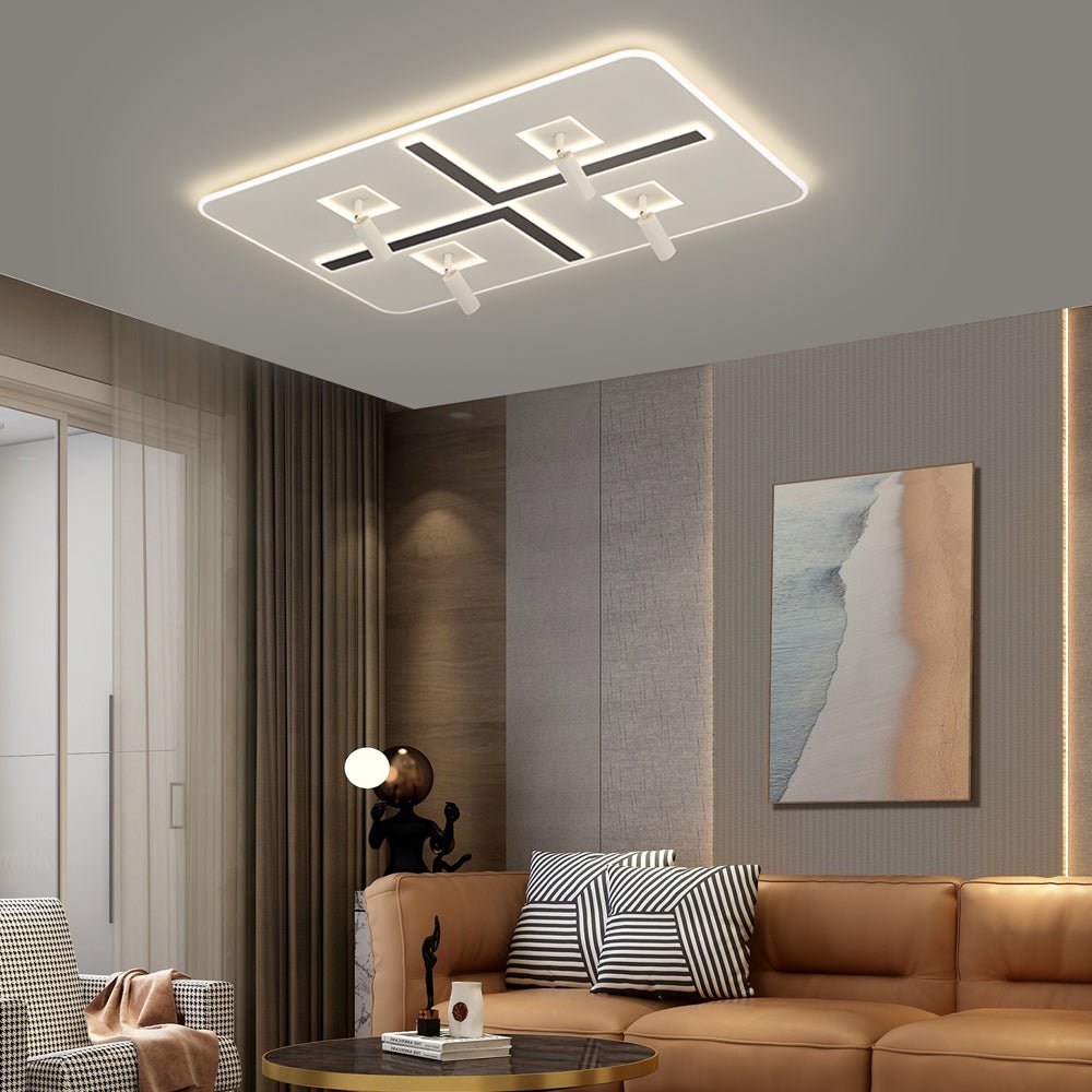 modern ultra thin rectangular ceiling lights with 3 step dimming and spotlights
