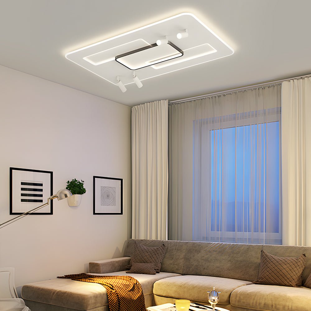 modern ultra thin rectangular ceiling lights with 3 step dimming and spotlights