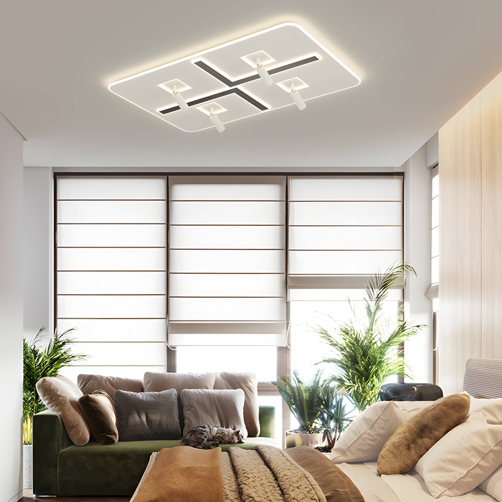 modern ultra thin rectangular ceiling lights with 3 step dimming and spotlights