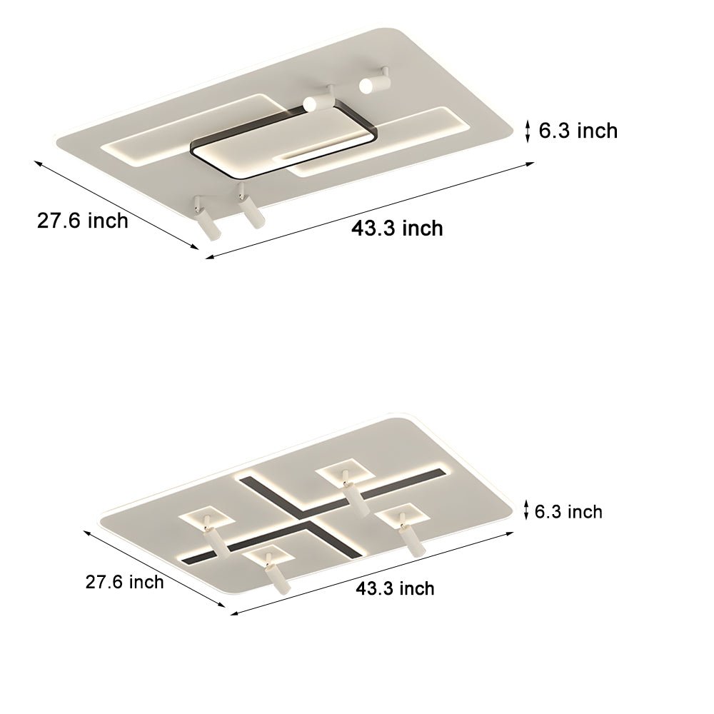 modern ultra thin rectangular ceiling lights with 3 step dimming and spotlights