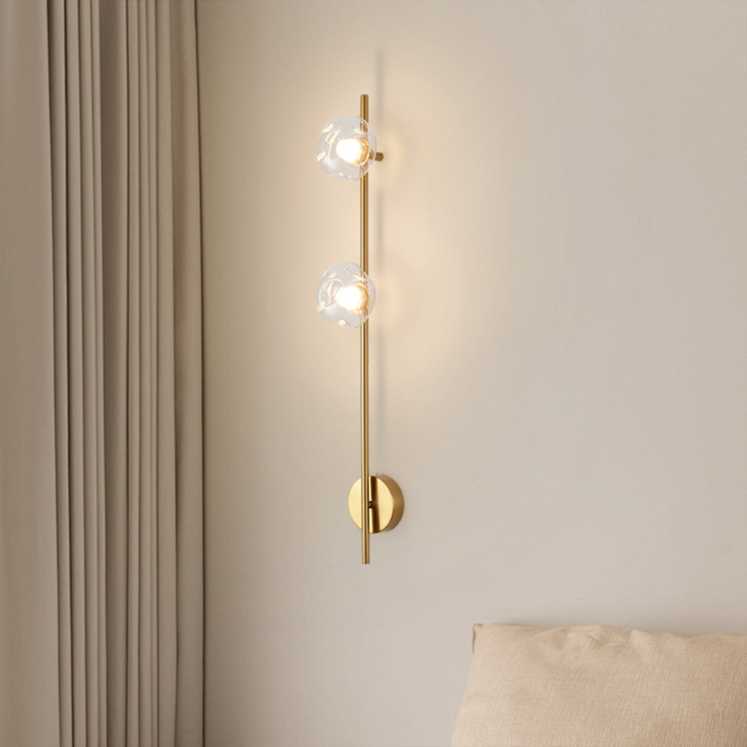 Minimalist Linear Wall Sconce — Pleated Glass, Iron, LED Eye-Care, Tri-Color, 1-, 2-, or 3-Light
