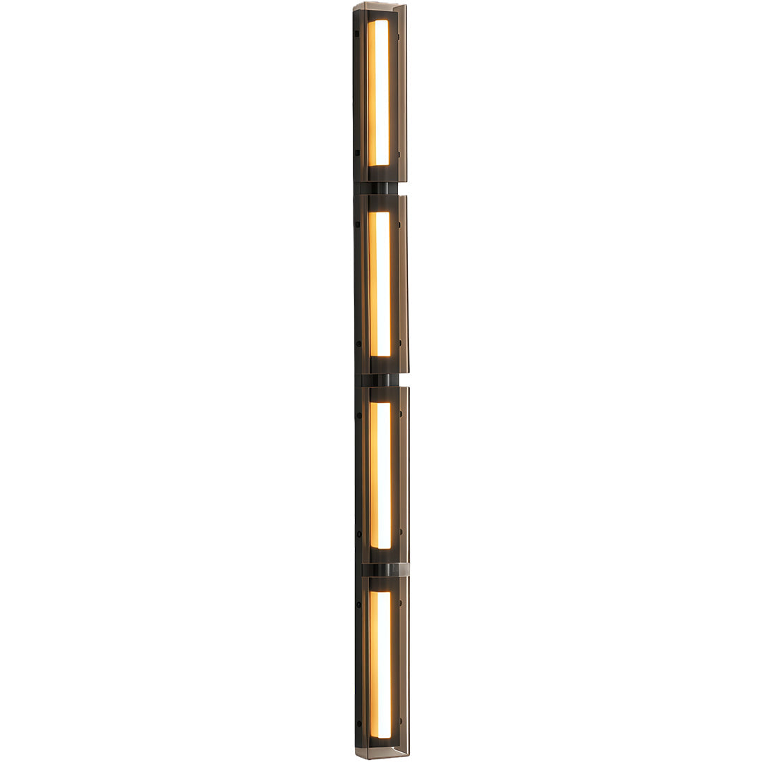 Minimalist Modular Linear Wall Sconce — Black Iron, Smoky Acrylic, LED, Three-Color Dimming, 11.8"–49.6"