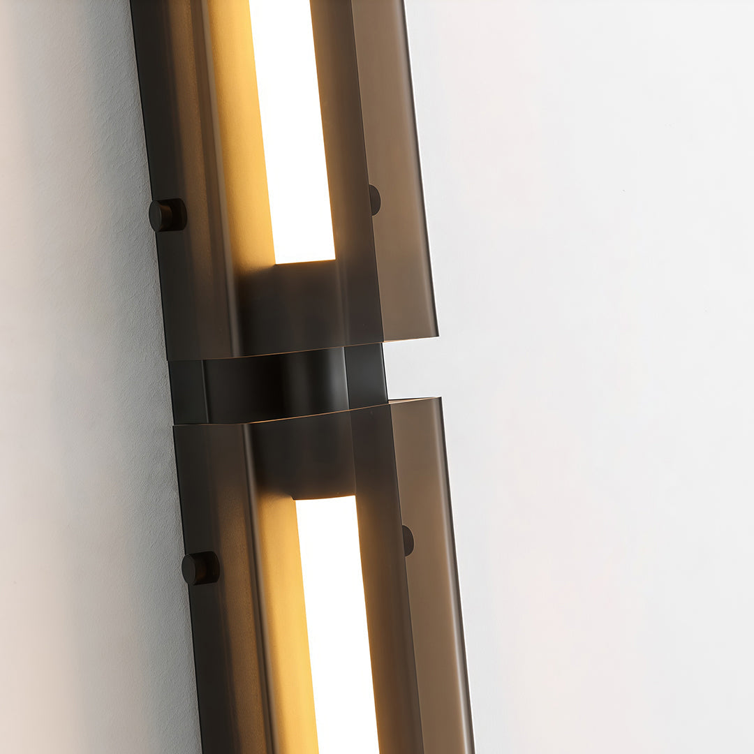 Minimalist Modular Linear Wall Sconce — Black Iron, Smoky Acrylic, LED, Three-Color Dimming, 11.8"–49.6"