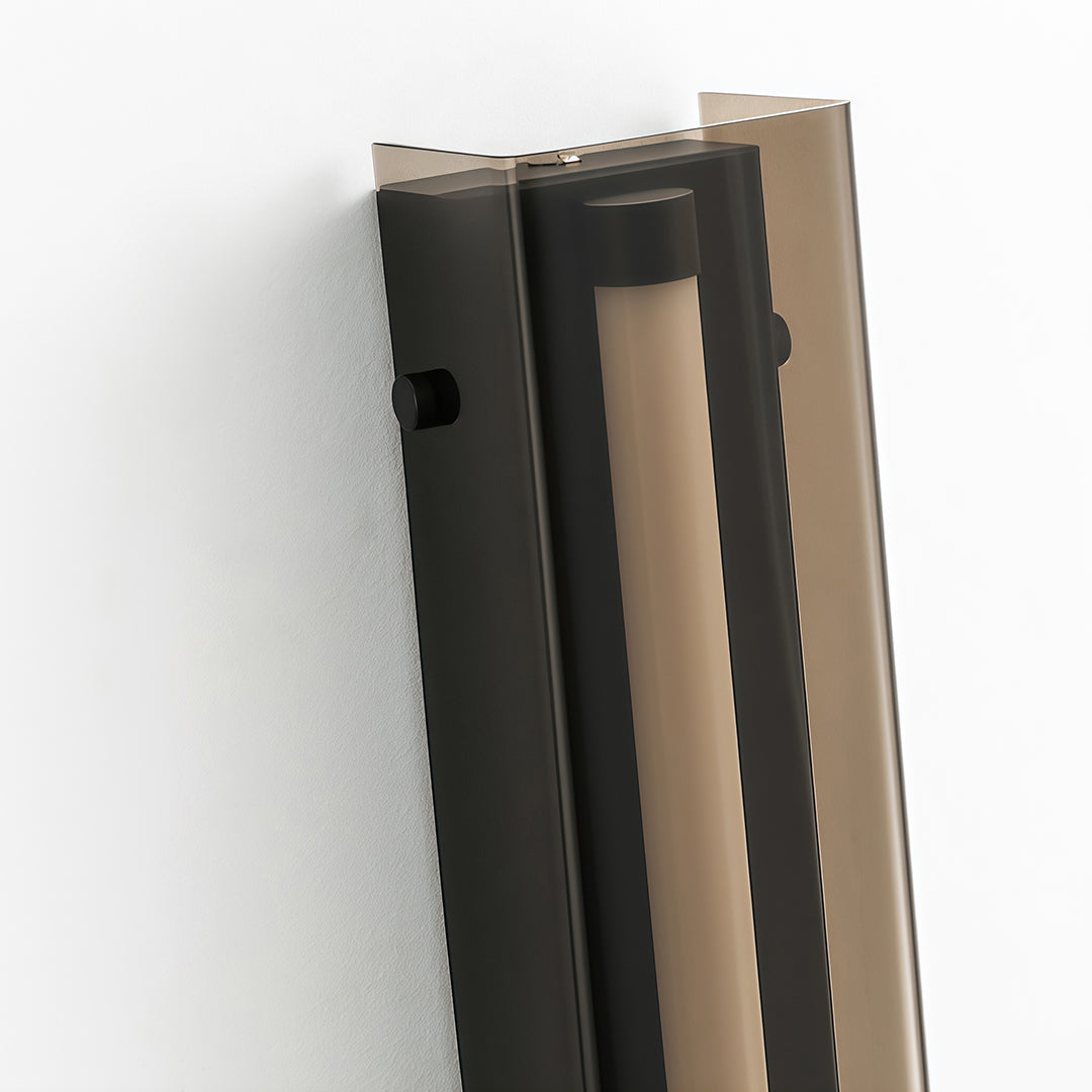 Minimalist Modular Linear Wall Sconce — Black Iron, Smoky Acrylic, LED, Three-Color Dimming, 11.8"–49.6"