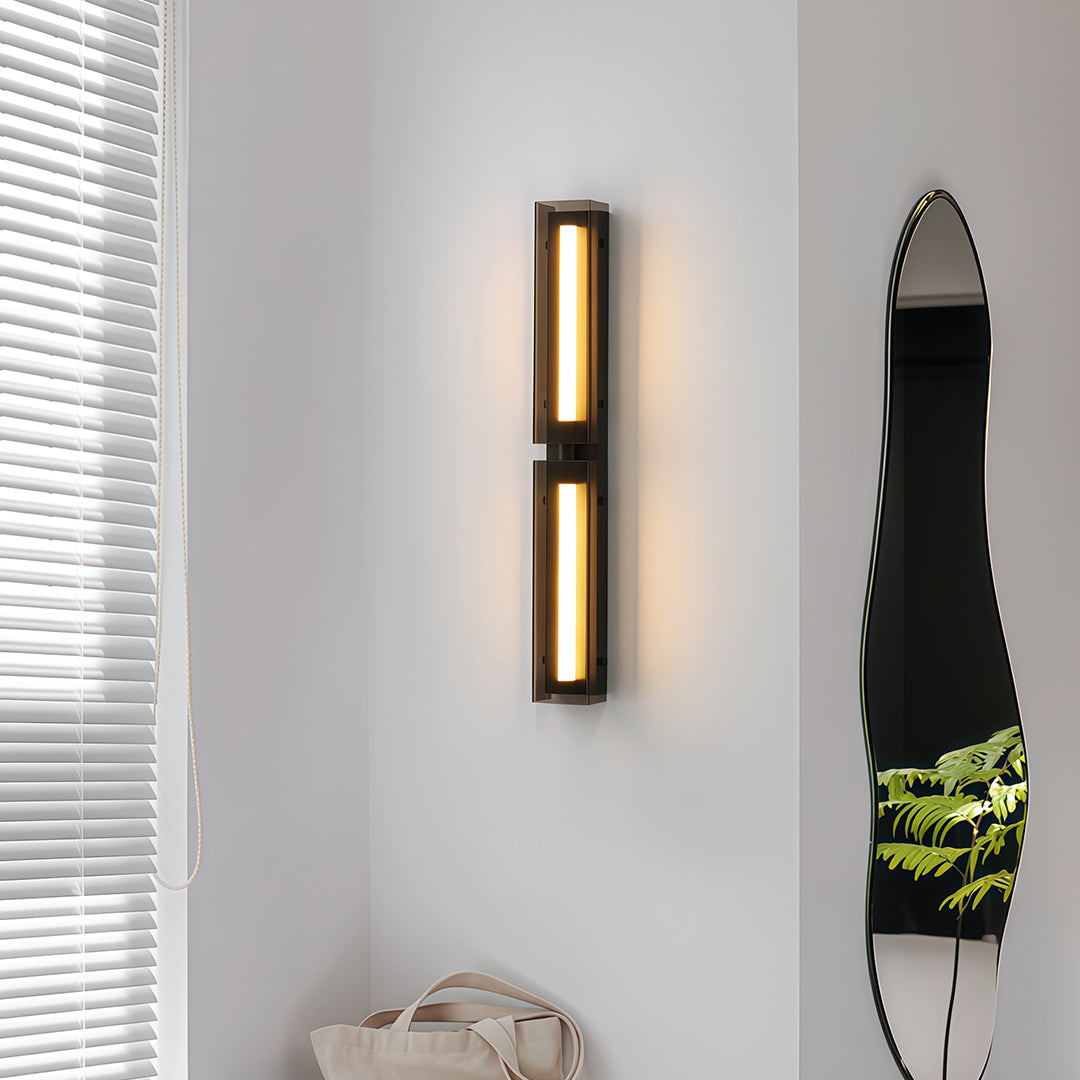 Minimalist Modular Linear Wall Sconce — Black Iron, Smoky Acrylic, LED, Three-Color Dimming, 11.8"–49.6"