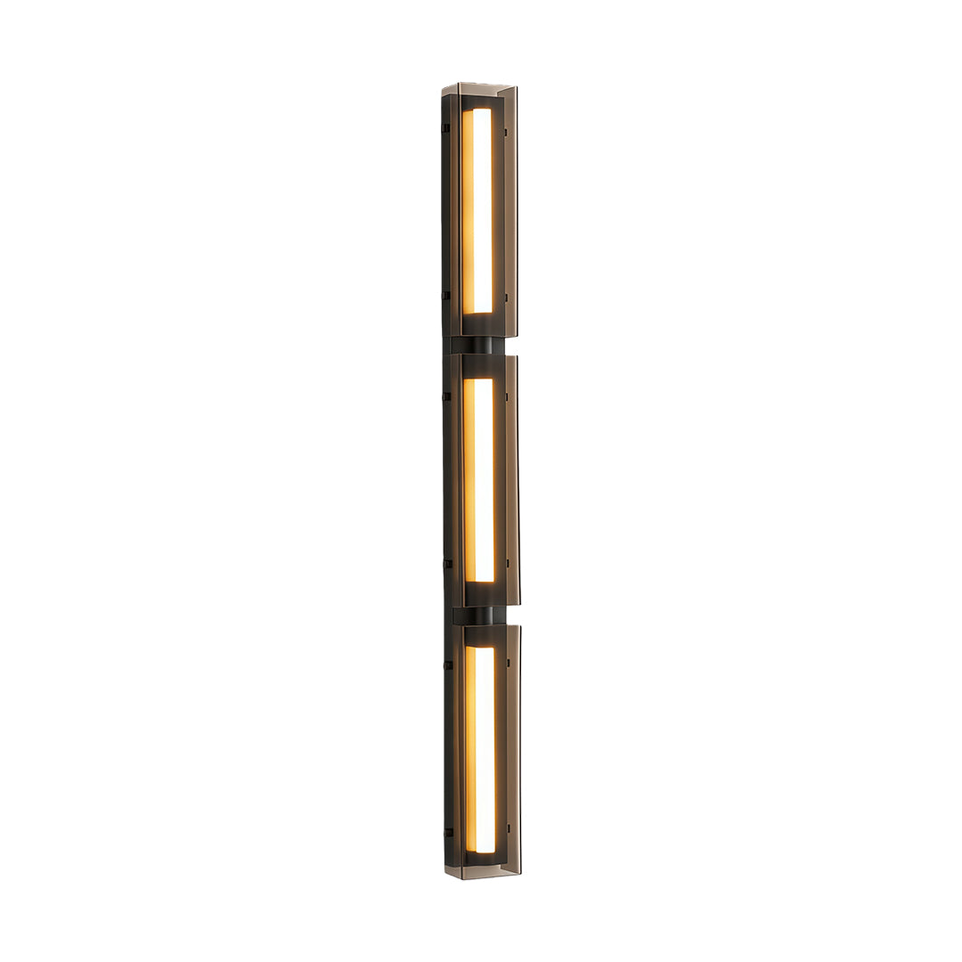 Minimalist Modular Linear Wall Sconce — Black Iron, Smoky Acrylic, LED, Three-Color Dimming, 11.8"–49.6"
