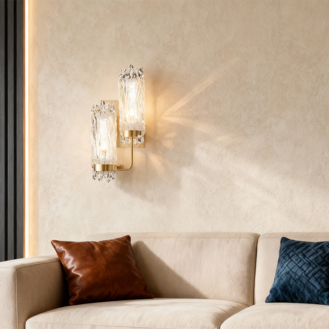 Minimalist Wall Sconce — Aluminum and Acrylic, Gold, LED, 3-Step Dimming (3000K/4500K/6000K), Single or Double Head