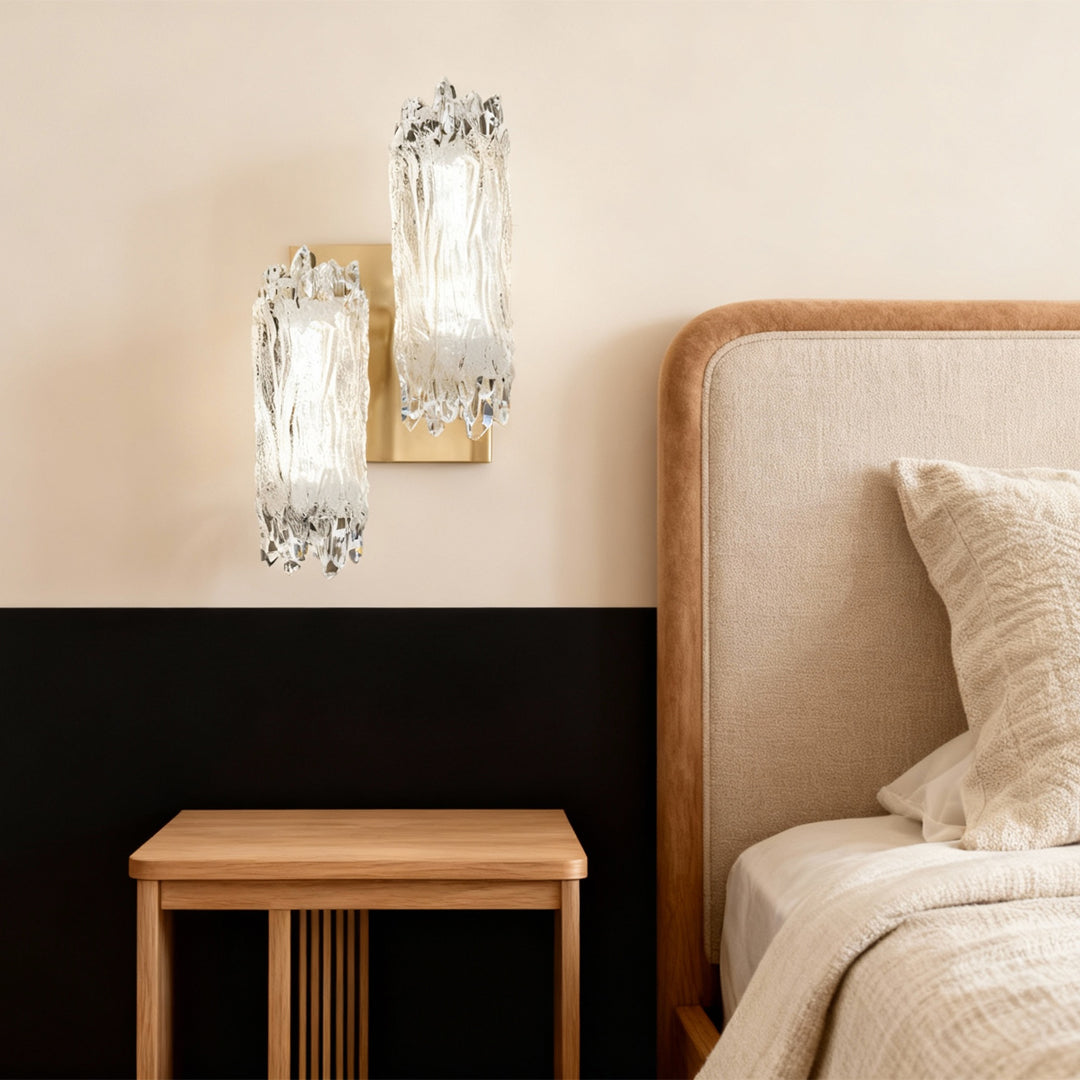 Minimalist Wall Sconce — Aluminum and Acrylic, Gold, LED, 3-Step Dimming (3000K/4500K/6000K), Single or Double Head