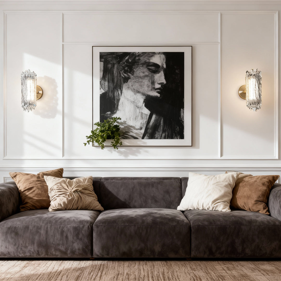Minimalist Wall Sconce — Aluminum and Acrylic, Gold, LED, 3-Step Dimming (3000K/4500K/6000K), Single or Double Head