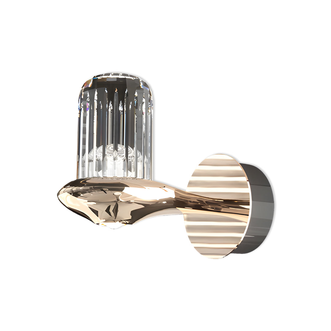 Minimalist Crystal Wall Sconce — Copper, Gold Finish, LED, Three-Color Dimming (3000K/4500K/6000K), Single or Double Head