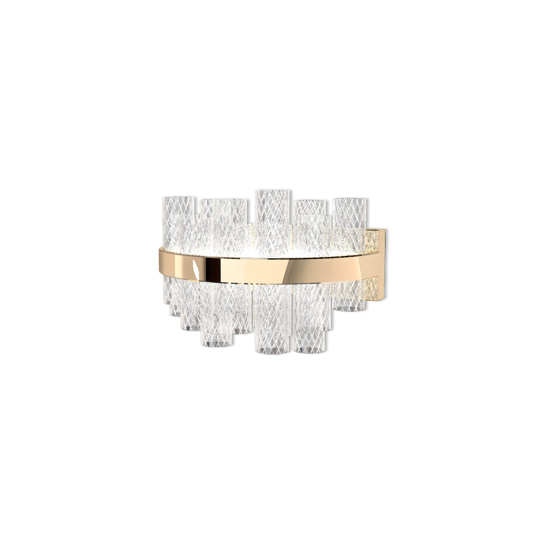 Modern Glass Wall Sconce — Stainless Steel, Champagne Gold, Three-Color Dimming (3000K/4500K/6000K), 1- or 4-Light