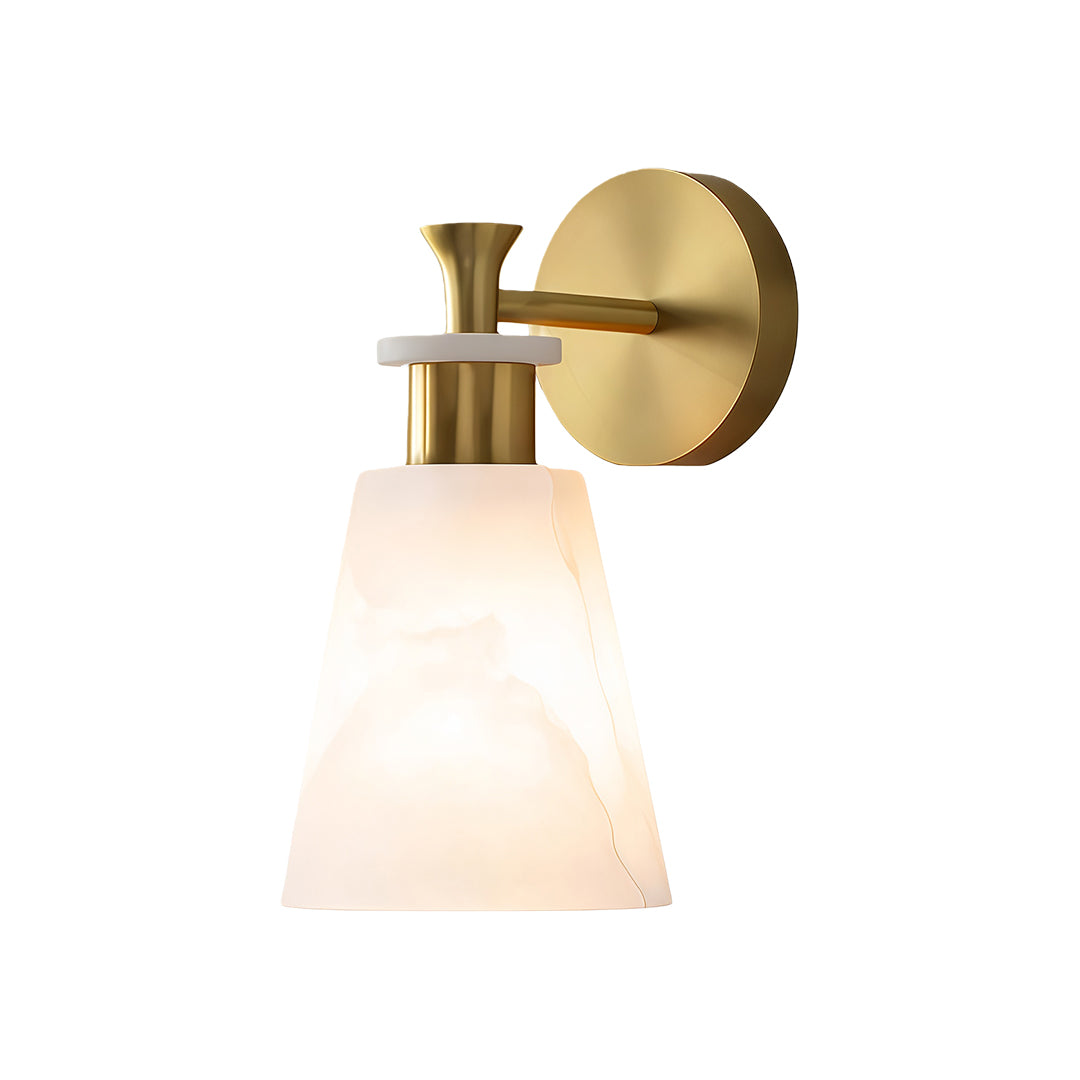 Minimalist Brass and Marble Wall Sconce — Copper Finish, E14, Hardwired