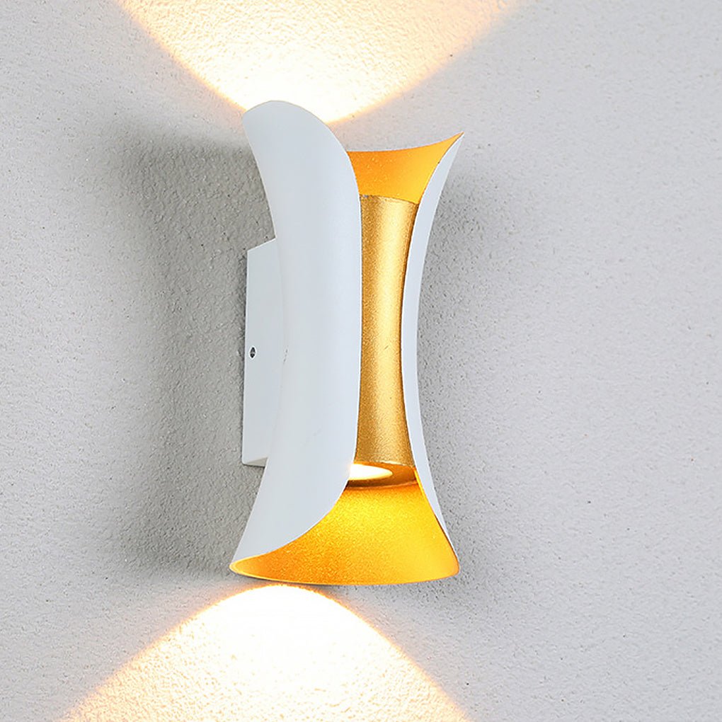 modern waterproof outdoor wall lights with curved led up and down lighting