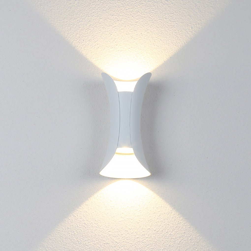 modern waterproof outdoor wall lights with curved led up and down lighting