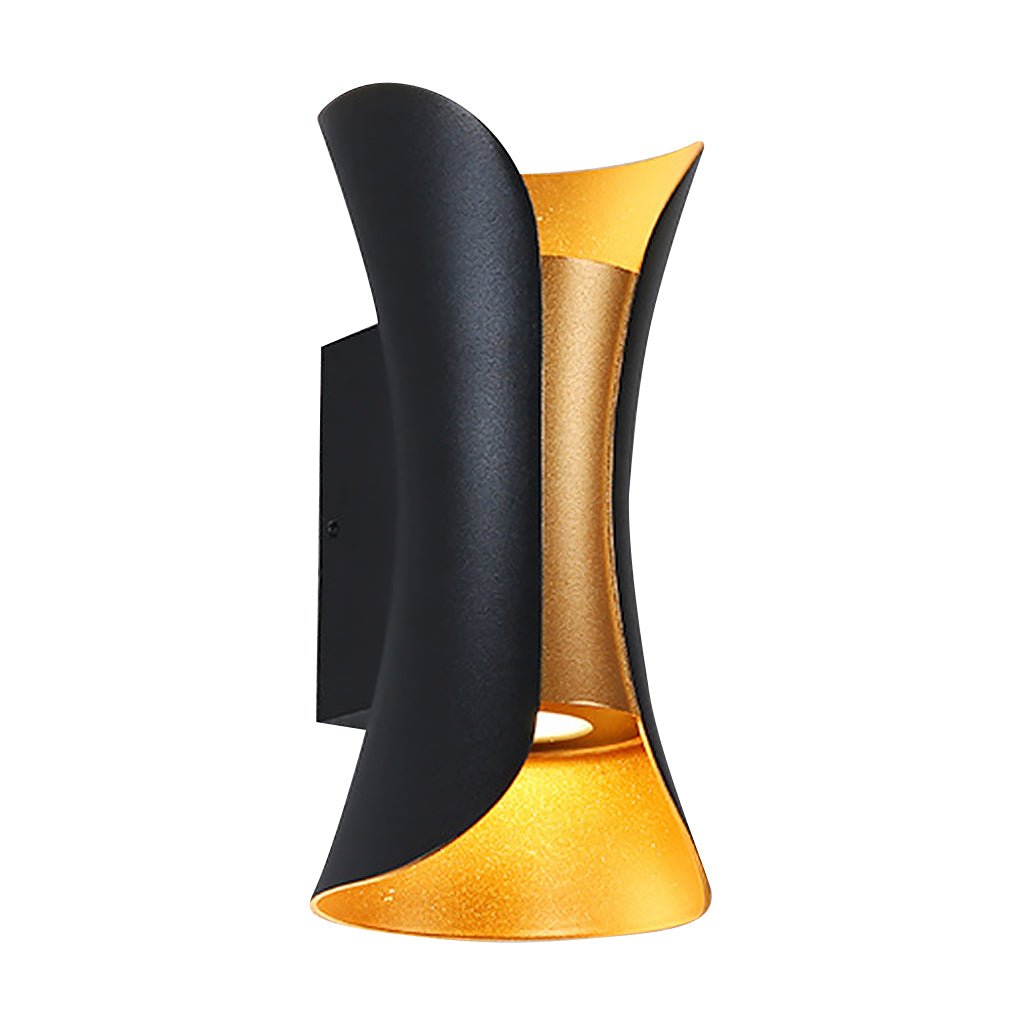 modern waterproof outdoor wall lights with curved led up and down lighting