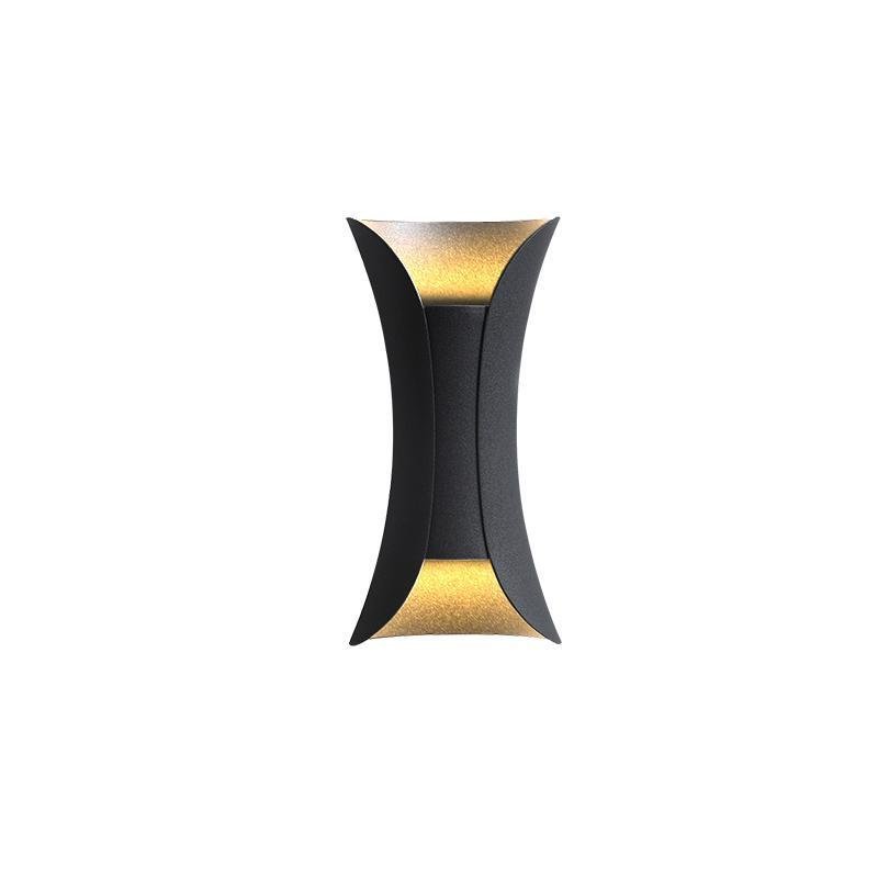modern waterproof outdoor wall lights with curved led up and down lighting