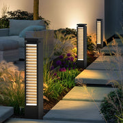 modern waterproof stainless steel led louvered pathway bollard lights with a sleek design