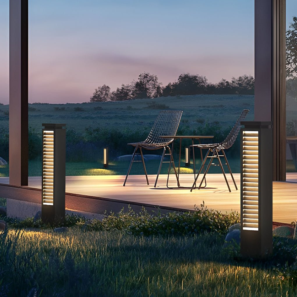 modern waterproof stainless steel led louvered pathway bollard lights with a sleek design