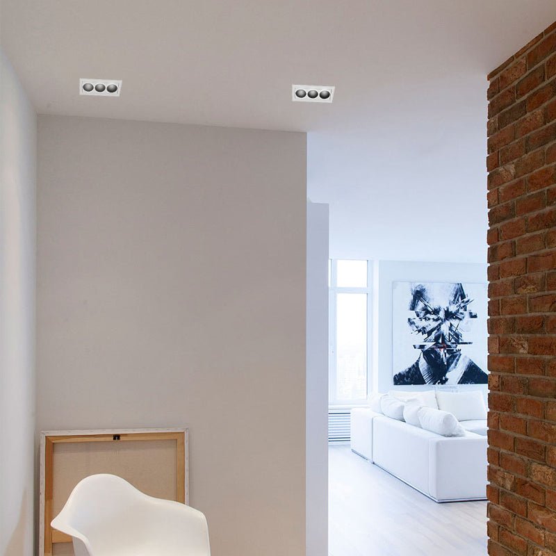 Contemporary Anti-Glare LED Recessed Spotlight — White Aluminum, 1- to 15-Light Configurations