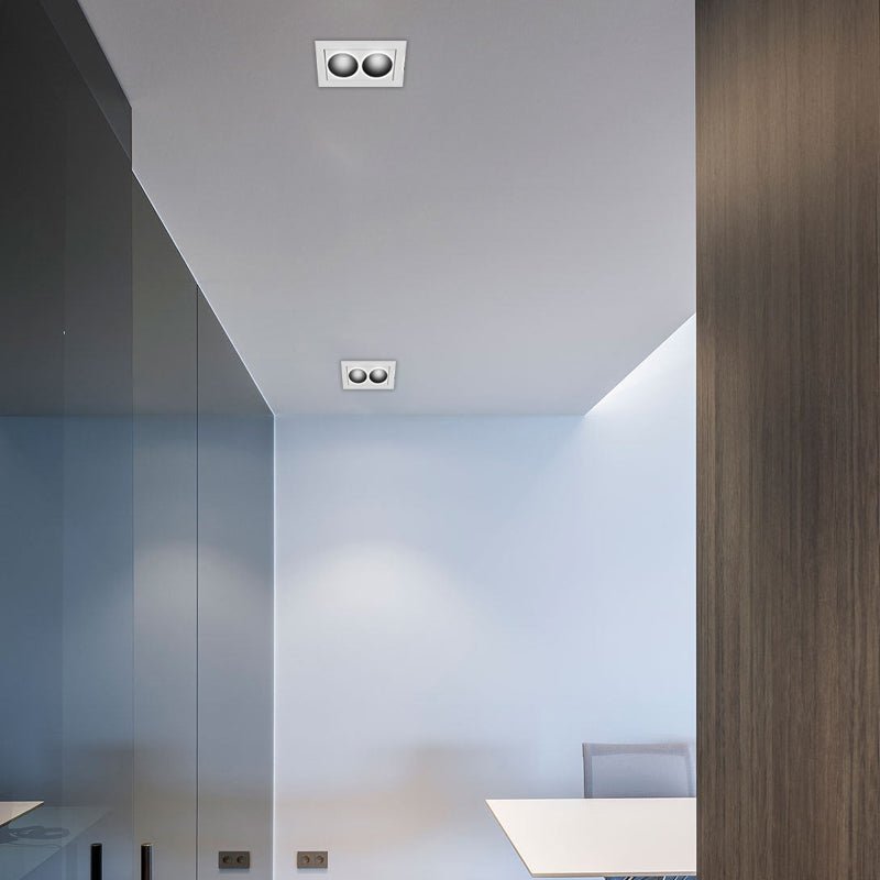 Contemporary Anti-Glare LED Recessed Spotlight — White Aluminum, 1- to 15-Light Configurations