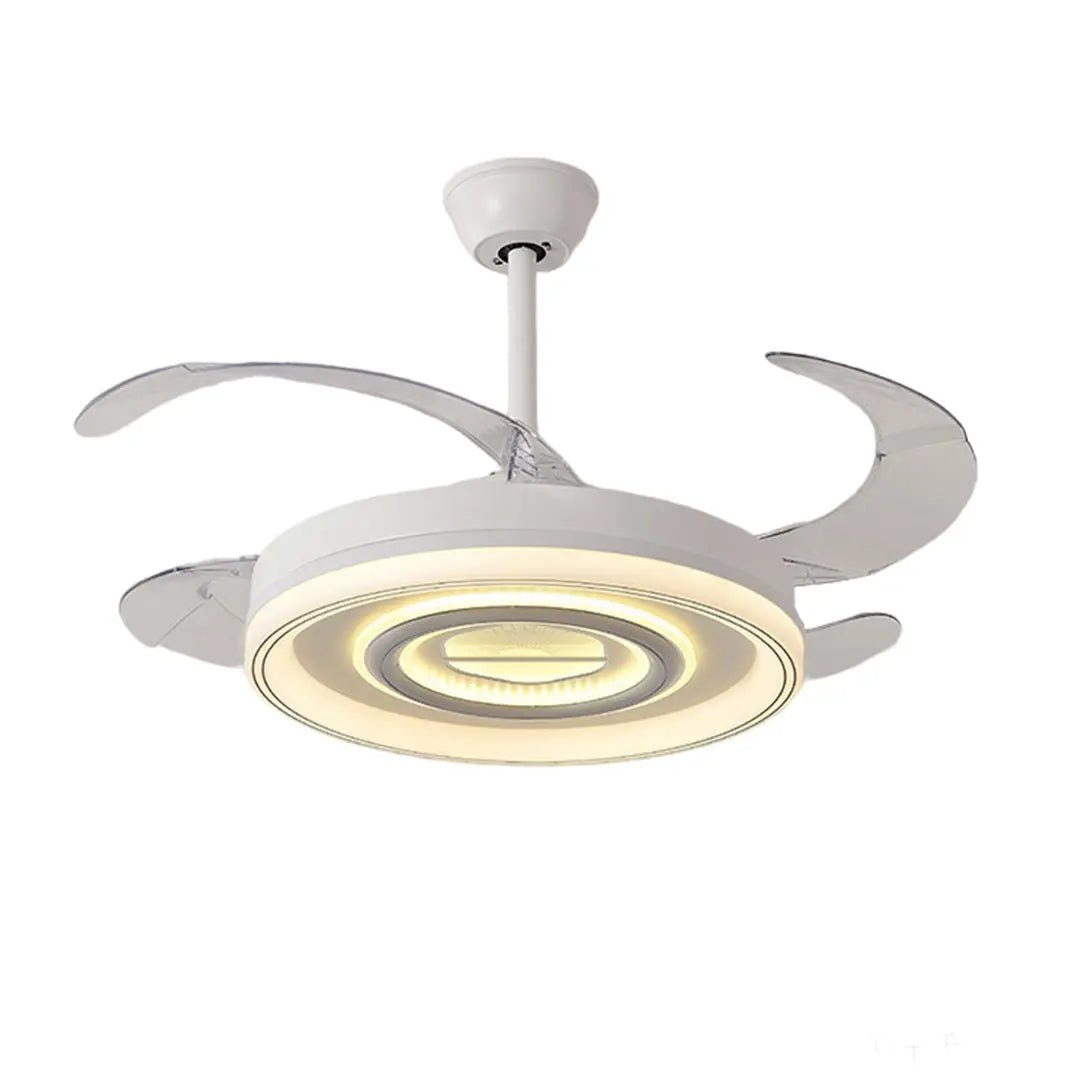 Nordic White Ceiling Fan with Light and Transparent Blades Luxe
