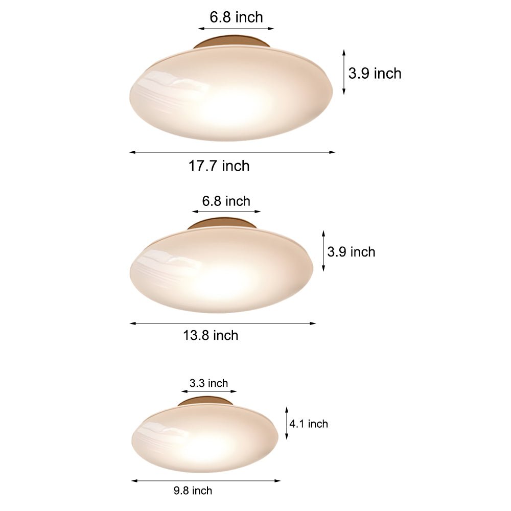 Minimalist White Opal Glass LED Flush-Mount Ceiling Light — Iron, 3000K, 9"/13"/17" Sizes, Bedroom