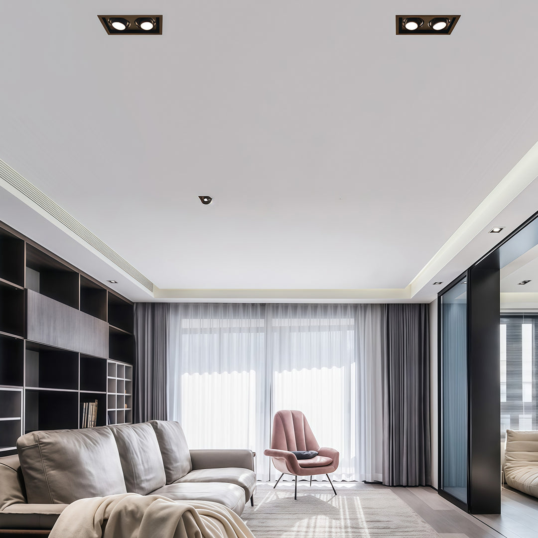 Anti-Glare LED Recessed Spotlight — Aluminum, Ra98 CRI, 24° Beam, 3000K / 4000K / 6000K, Single / Double / Triple-Head
