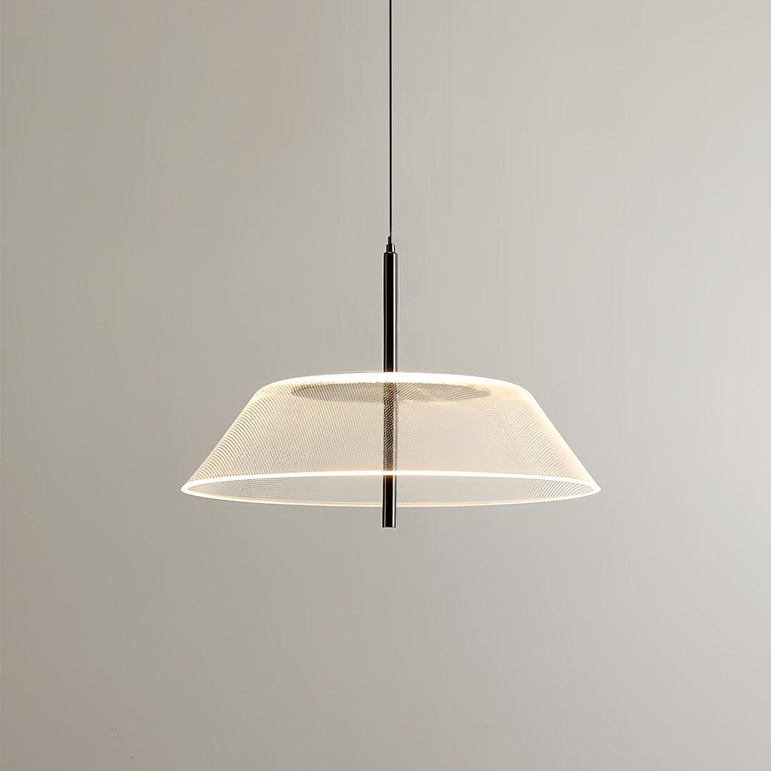 Minimalist Clear Glass Pendant Light — Stainless Steel, Black, 7W LED, 3000K, Adjustable Cord, 14.96" Wide