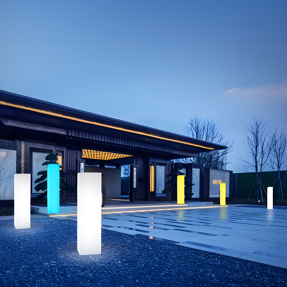 Square Outdoor Floor Lamp — PE, LED, 16-Color + 4-Gradient Modes, Remote Control, IP65, 5W, USB Rechargeable or Hardwired