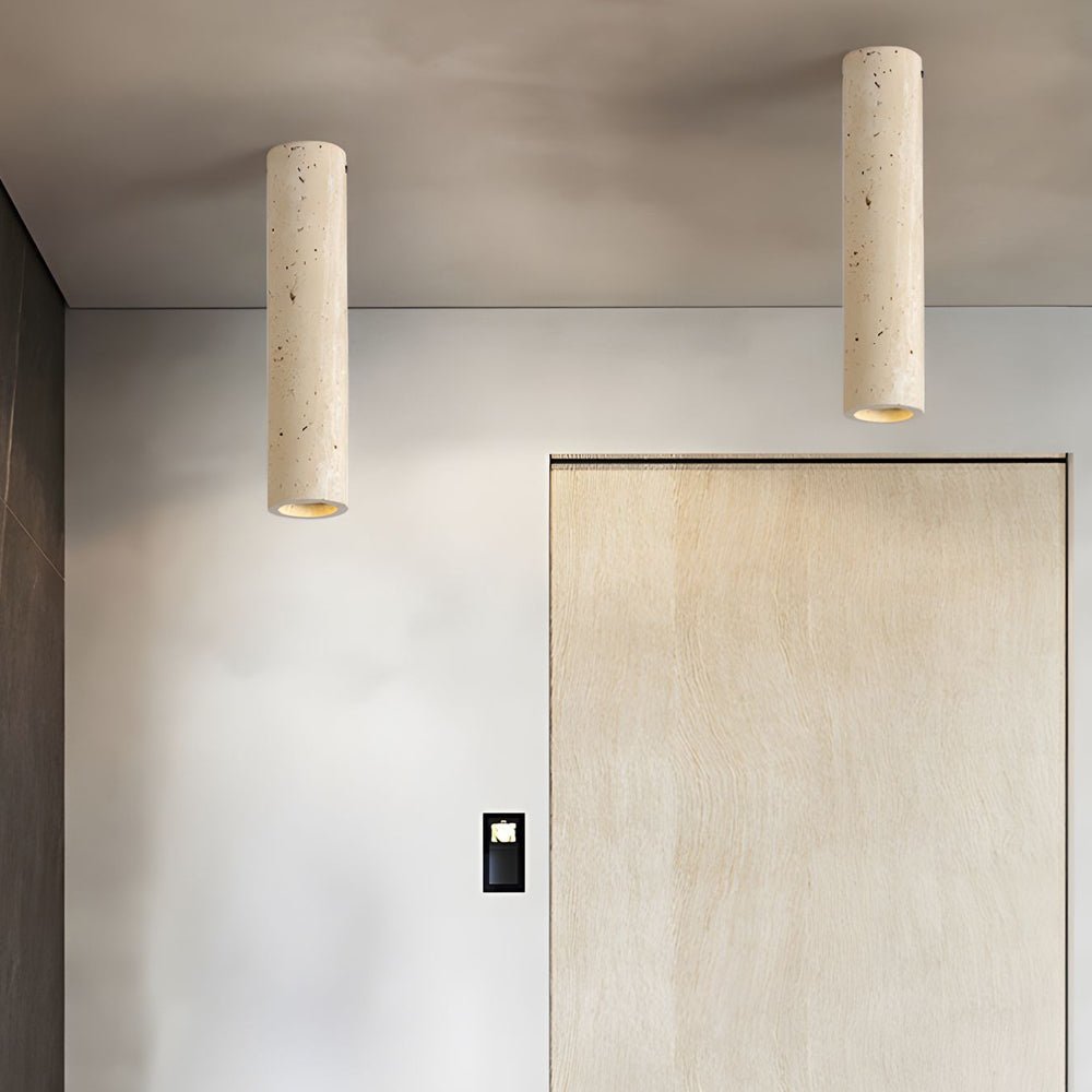 modern yellow travertine long tube ceiling lamp 1 light fixture for hallway and entrance