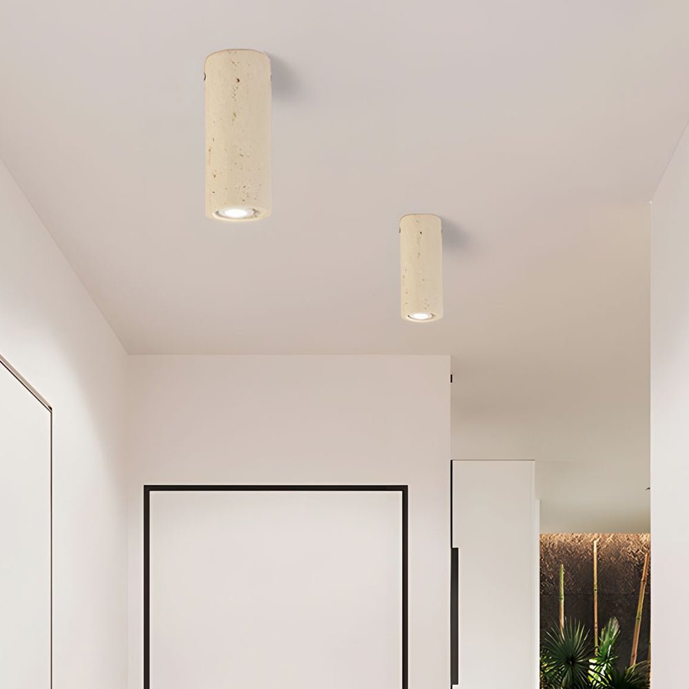 modern yellow travertine long tube ceiling lamp 1 light fixture for hallway and entrance