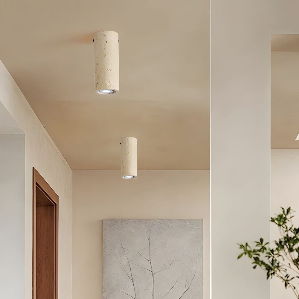 modern yellow travertine long tube ceiling lamp 1 light fixture for hallway and entrance