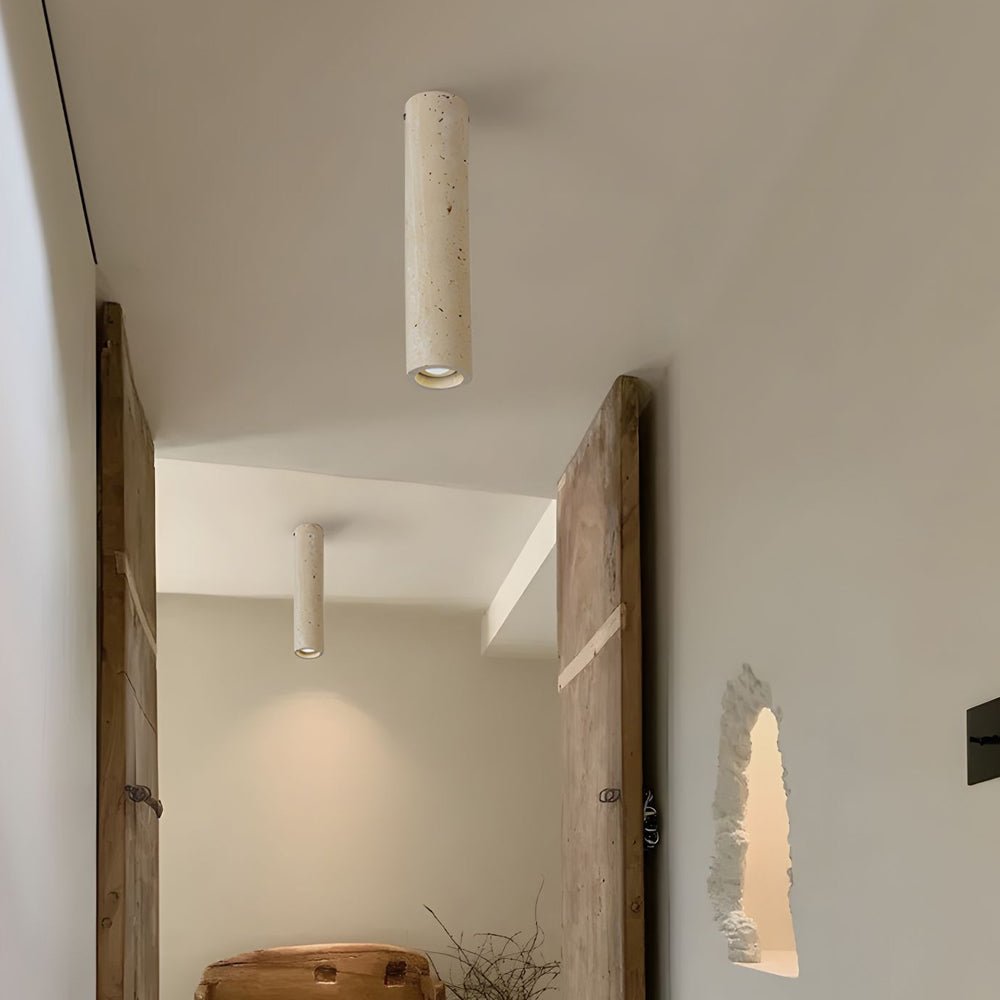 modern yellow travertine long tube ceiling lamp 1 light fixture for hallway and entrance