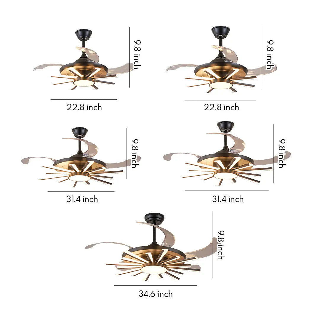 Luxury Multi-Head Iron Body Black Ceiling Fan with Light - Modern Design Luxe